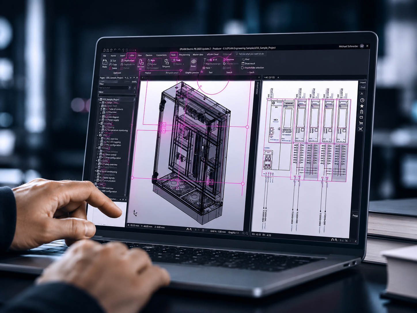 Technische Konstruktion an einem CAD-Arbeitsplatz
